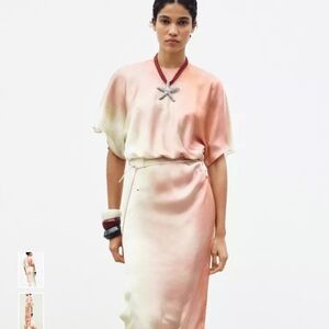 Zara Multicolor Satin Midi Dress